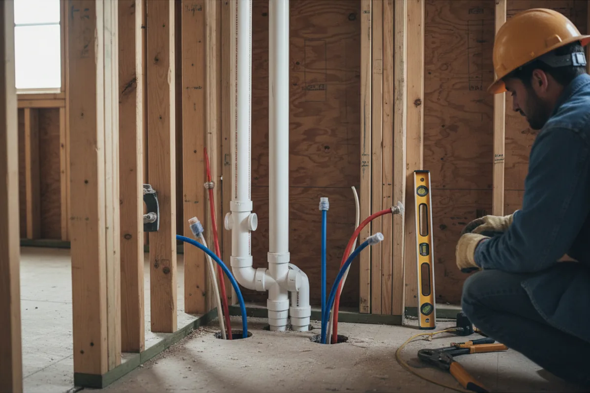 Drain and supply rough-in during Leak Detection in Camp Verde