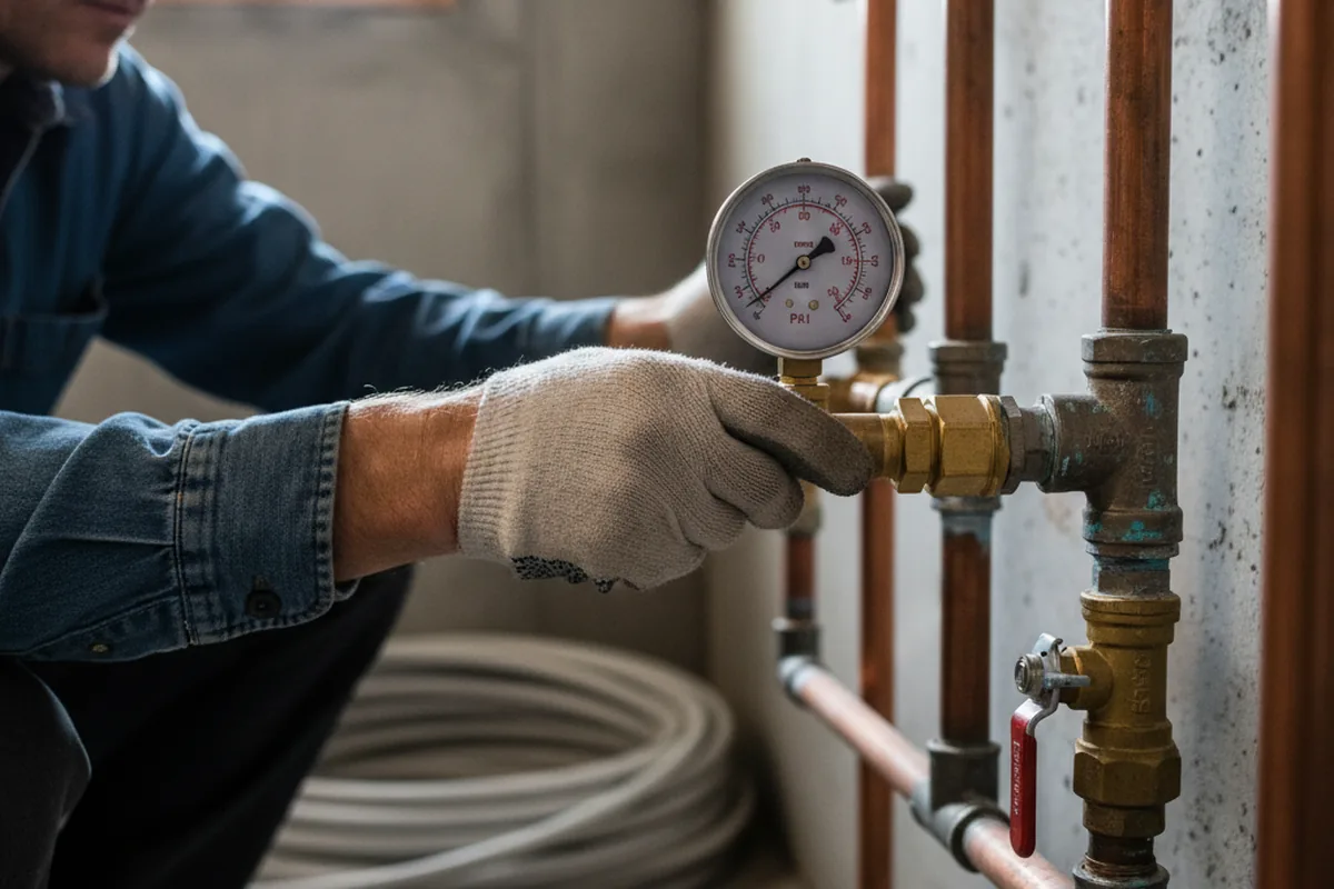 Pressure testing a repaired line during Water Line Repair in Camp Verde